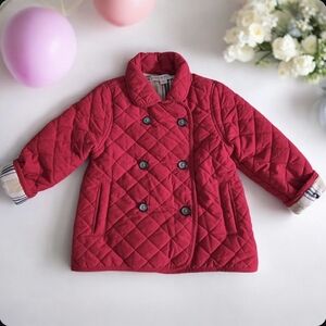 Hope & Henry Toddler Boys Double Breasted Quilted Riding Jacket in red.